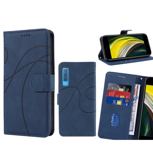 Galaxy A7 2018 Case Wallet Fine Pu Leather Cover - Blue