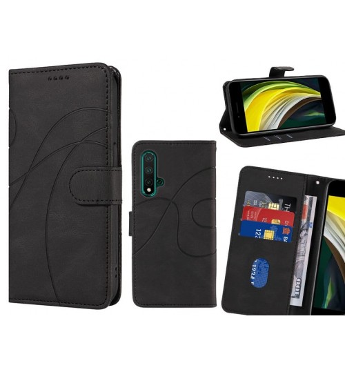 Huawei Nova 5 Case Wallet Fine Pu Leather Cover - Black