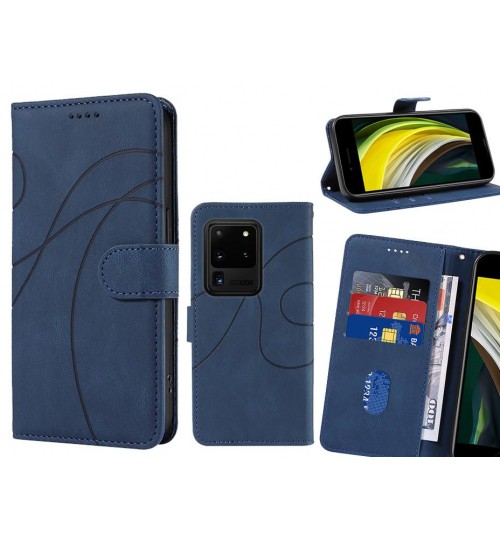 Galaxy S20 Ultra Case Wallet Fine Pu Leather Cover - Blue