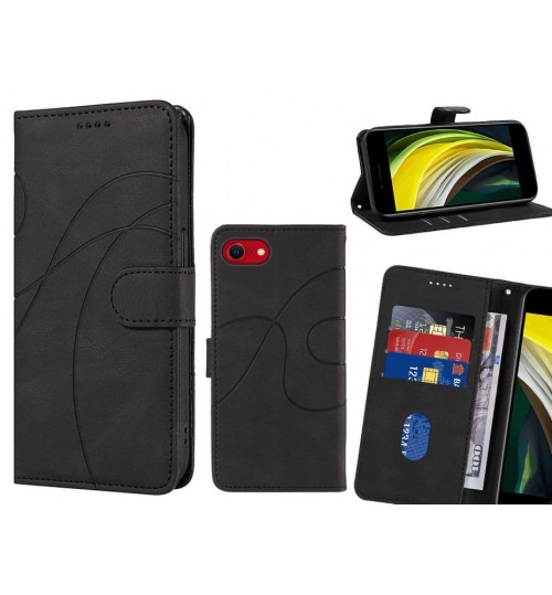 Iphone Se 2020 Case Wallet Fine Pu Leather Cover - Black