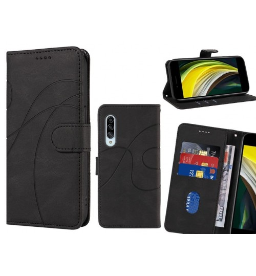 Samsung Galaxy A90 Case Wallet Fine Pu Leather Cover - Black