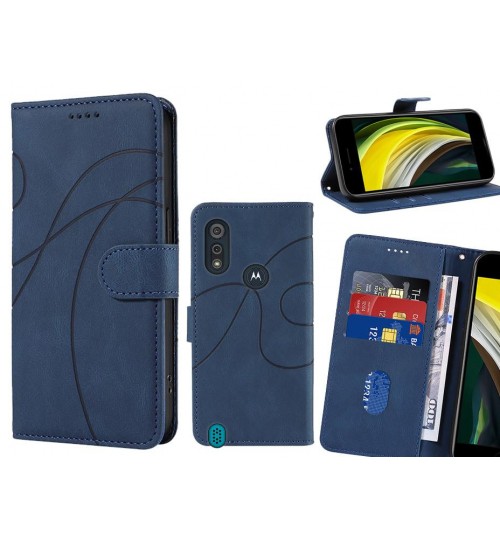 Moto E6s Case Wallet Fine Pu Leather Cover - Blue