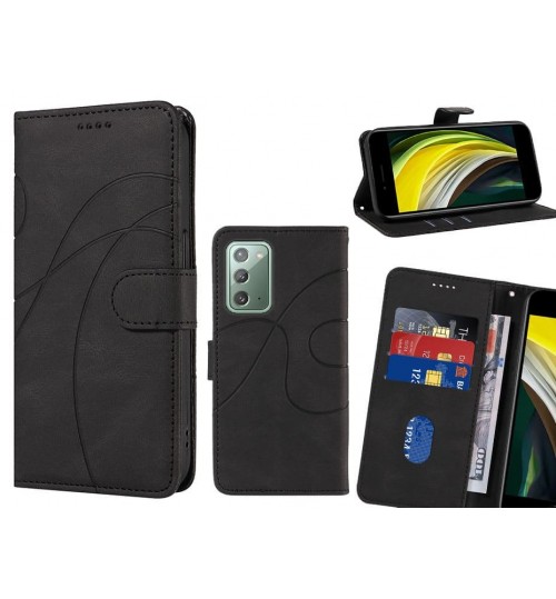 Galaxy Note 20 Case Wallet Fine Pu Leather Cover - Black