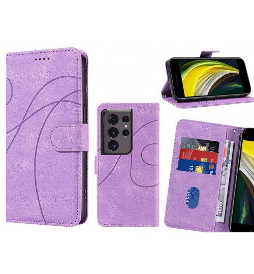 Galaxy S21 Ultra Case Wallet Fine Pu Leather Cover - Purple
