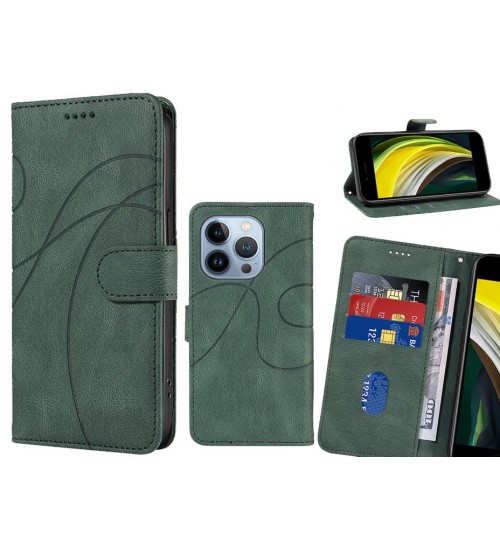 Iphone 13 Pro Case Wallet Fine Pu Leather Cover - Green