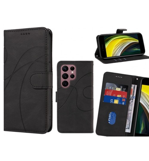 Samsung Galaxy S22 Ultra Case Wallet Fine Pu Leather Cover - Black