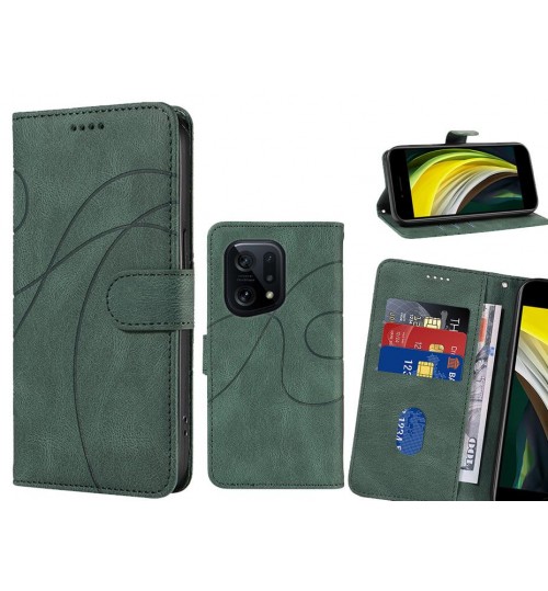 Oppo Find X5 Case Wallet Fine Pu Leather Cover - Green