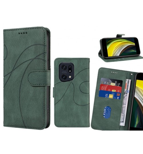 Oppo Find X5 Pro Case Wallet Fine Pu Leather Cover - Green