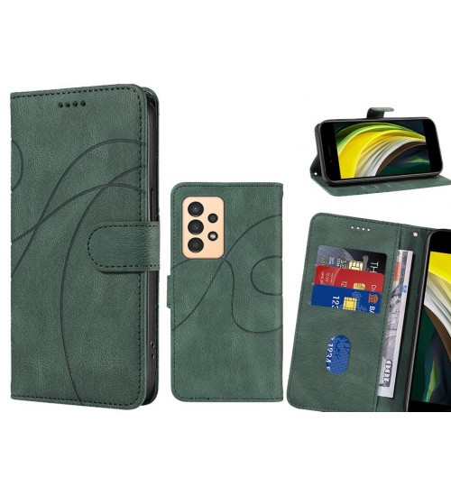 Samsung Galaxy A13 Case Wallet Fine Pu Leather Cover - Green