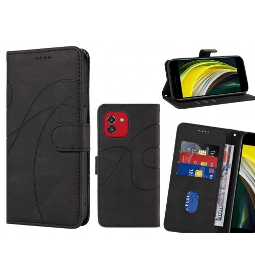 Samsung Galaxy A03 Case Wallet Fine Pu Leather Cover - Black