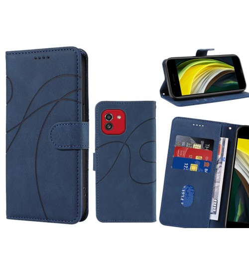 Samsung Galaxy A03 Case Wallet Fine Pu Leather Cover - Blue