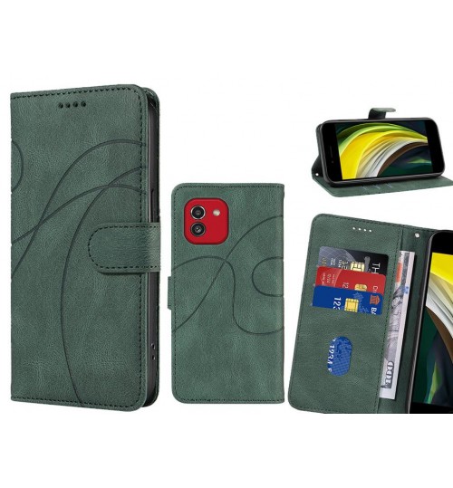 Samsung Galaxy A03 Case Wallet Fine Pu Leather Cover - Green