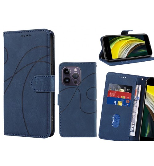 Iphone 14 Pro Max Case Wallet Fine Pu Leather Cover - Blue