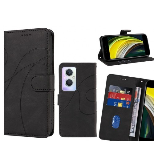 Oppo A96 Case Wallet Fine Pu Leather Cover - Black