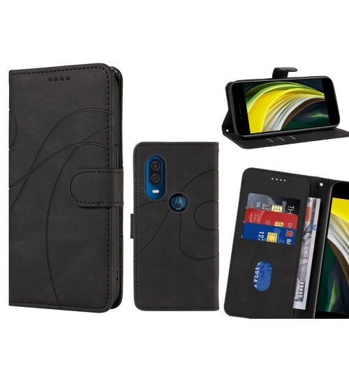 Motorola One Vision Case Wallet Fine Pu Leather Cover - Black