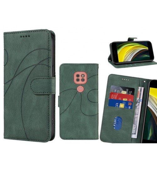 Moto G9 Play Case Wallet Fine Pu Leather Cover - Green