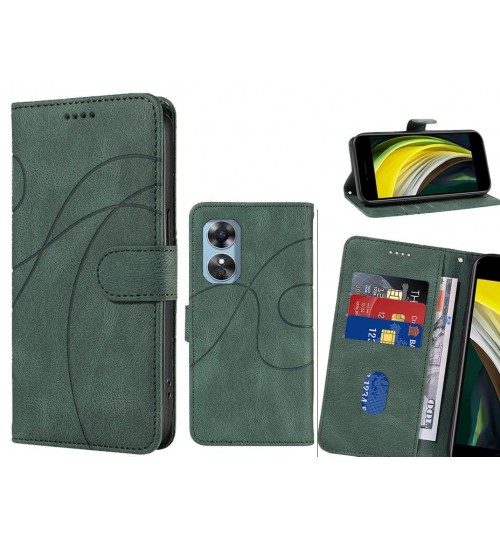 Oppo A17 Case Wallet Fine Pu Leather Cover - Green