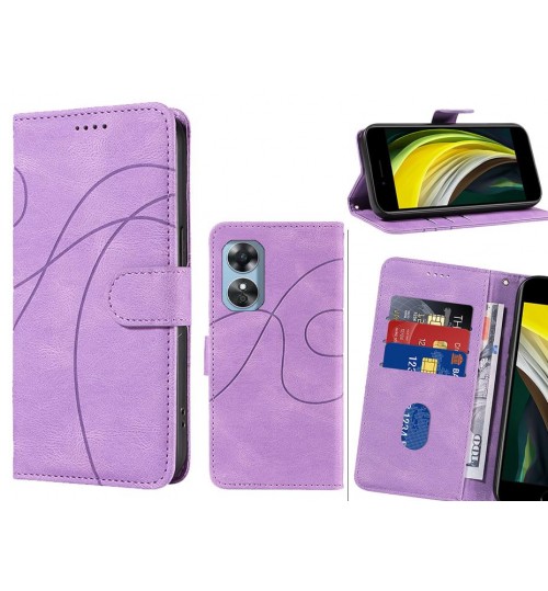 Oppo A17 Case Wallet Fine Pu Leather Cover - Purple
