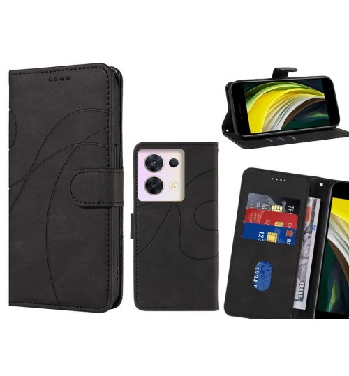 Oppo Reno 8 Case Wallet Fine Pu Leather Cover - Black