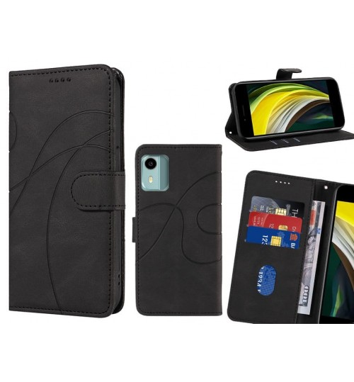 Nokia C12 Case Wallet Fine Pu Leather Cover - Black