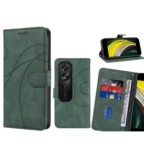 Oppo A38 Case Wallet Fine Pu Leather Cover - Green