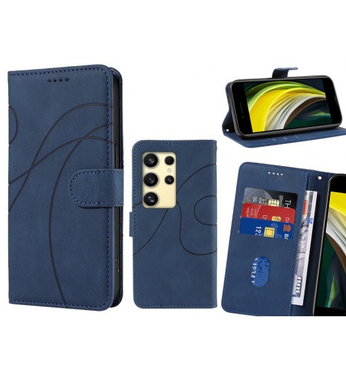 Samsung Galaxy S24 Ultra Case Wallet Fine Pu Leather Cover - Blue