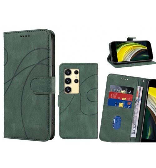 Samsung Galaxy S24 Ultra Case Wallet Fine Pu Leather Cover - Green