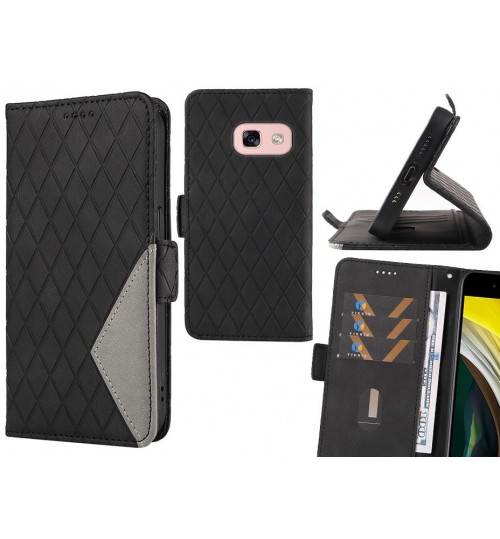 Galaxy A3 2017 Case Grid Wallet Leather Case - Black