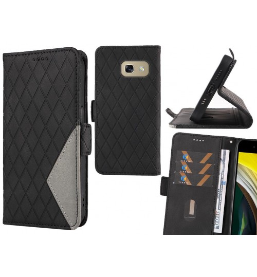 Galaxy A5 2017 Case Grid Wallet Leather Case - Black