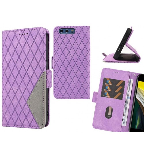 Huawei P10 Plus Case Grid Wallet Leather Case - Purple