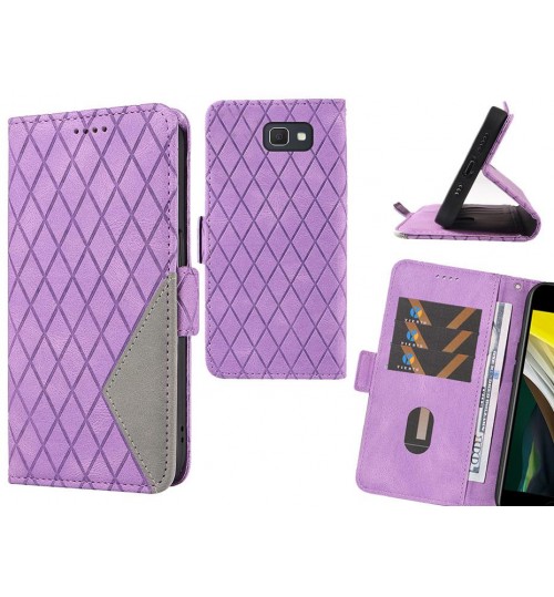 Galaxy J7 Prime Case Grid Wallet Leather Case - Purple