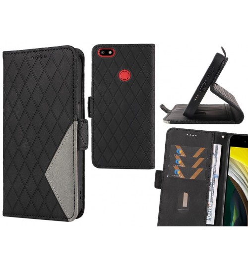 Spark Plus Case Grid Wallet Leather Case - Black