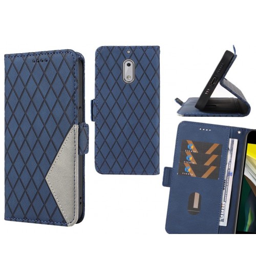 Nokia 6 Case Grid Wallet Leather Case - Blue