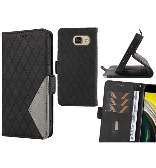 Galaxy A5 2016 Case Grid Wallet Leather Case - Black