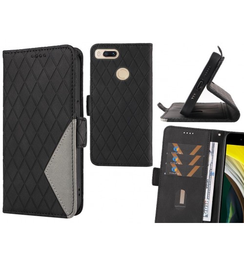 Xiaomi Mi A1 Case Grid Wallet Leather Case - Black