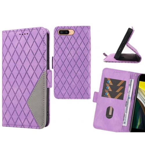 Oppo R11s Case Grid Wallet Leather Case - Purple