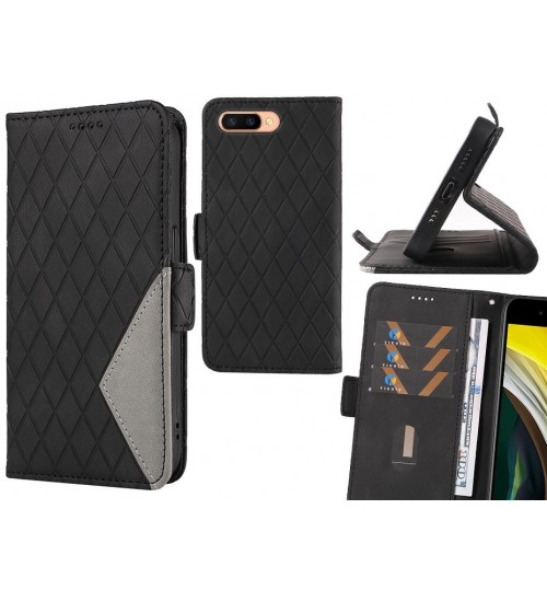 Oppo R11s Case Grid Wallet Leather Case - Black