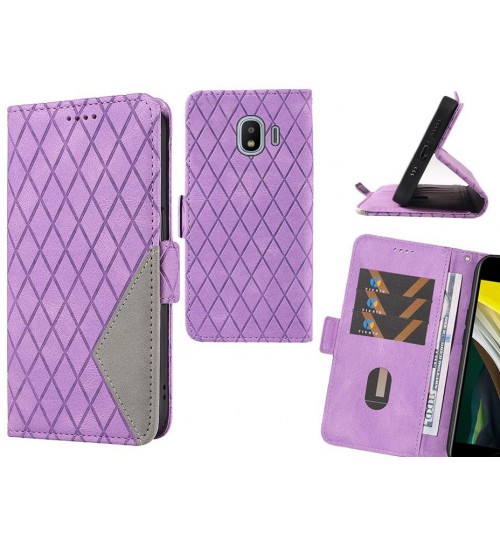 Galaxy J2 Pro Case Grid Wallet Leather Case - Purple
