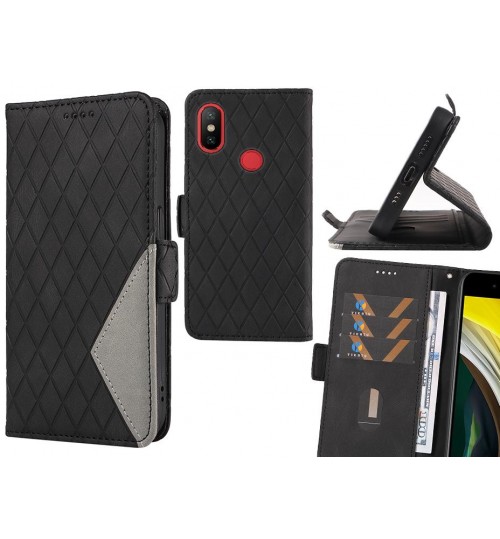 Xiaomi Mi 6x Case Grid Wallet Leather Case - Black