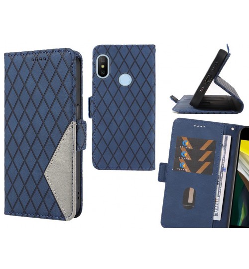Xiaomi Mi A2 Case Grid Wallet Leather Case - Blue