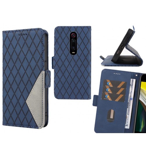 Xiaomi Redmi K20 Case Grid Wallet Leather Case - Blue