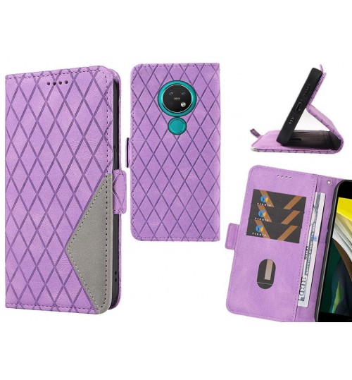 Nokia 7.2 Case Grid Wallet Leather Case - Purple