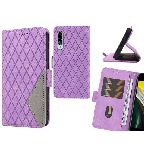 Samsung Galaxy A90 Case Grid Wallet Leather Case - Purple