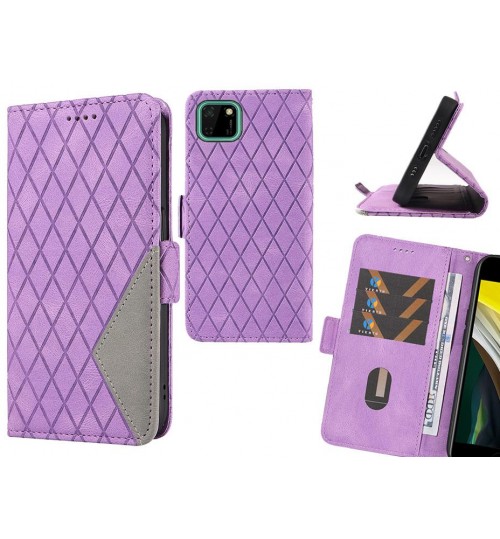Huawei Y5p Case Grid Wallet Leather Case - Purple