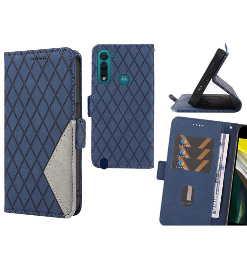 Moto G8 Power Lite Case Grid Wallet Leather Case