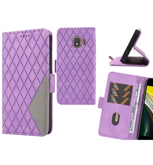 Galaxy J2 Core Case Grid Wallet Leather Case - Purple