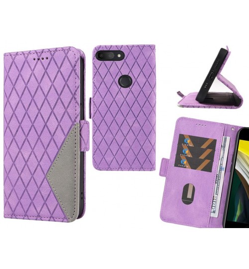 Alcatel 1s Case Grid Wallet Leather Case - Purple