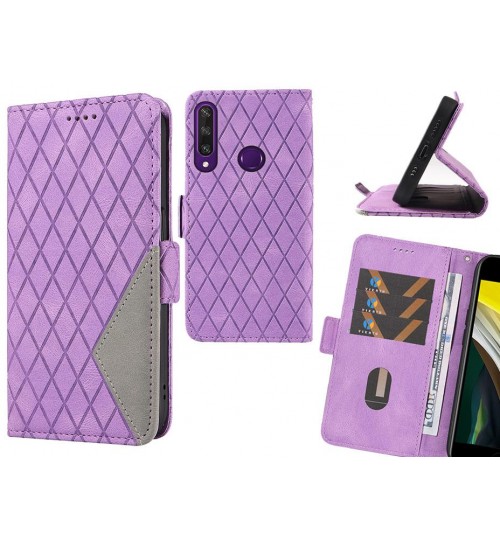 Huawei Y6p Case Grid Wallet Leather Case - Purple