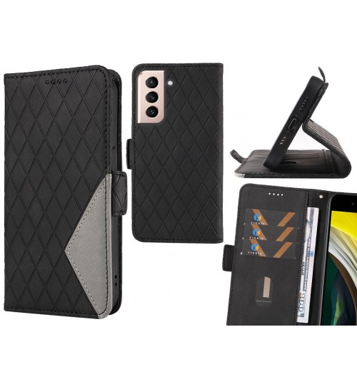 Galaxy S21 Plus Case Grid Wallet Leather Case - Black