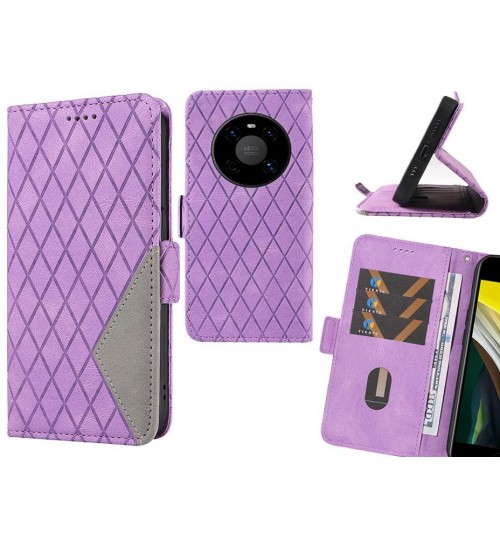 Huawei Mate 40 Case Grid Wallet Leather Case - Purple